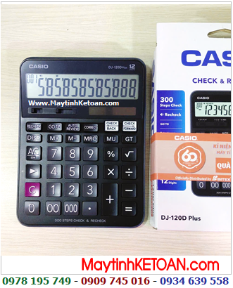 Casio DJ-120D Plus, Máy tính tiền Casio DJ-120D PLUS loại 12 số Digits, 300 phép che1ck, Bảo hành 7 năm | CÒN HÀNG